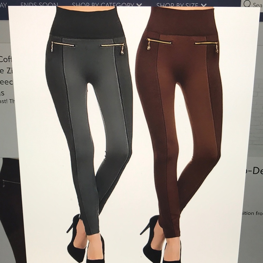 2-tone gray zipper pocket leggings - Picture 1 of 7